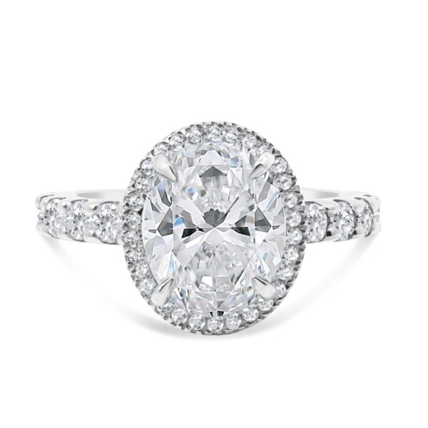 Top Halo Classic Accented Engagement Ring in 14kt White Gold (shown with 3 carat Diamond in the center)