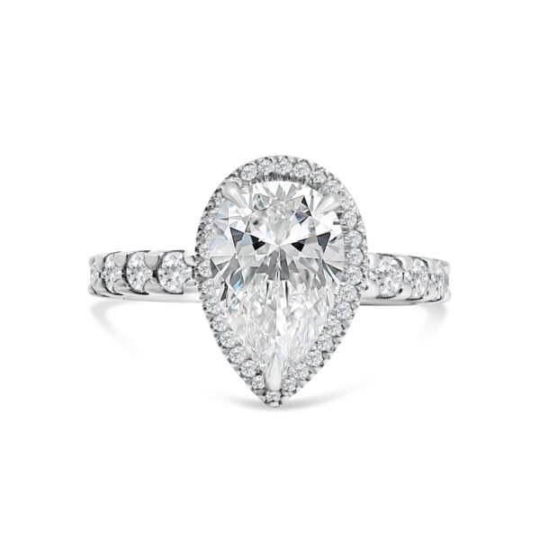 Top Halo Classic Accented Engagement Ring in 14kt White Gold (shown with 3 carat Diamond in the center)