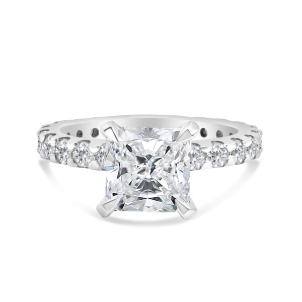 Classic Accented Engagement Ring in 14kt White Gold (shown with 3 carat Diamond in the center)