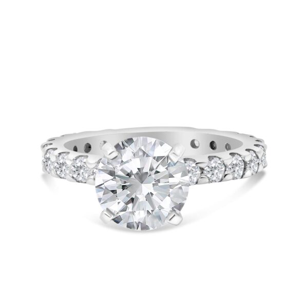 Classic Accented Engagement Ring in 14kt White Gold (shown with 3 carat Diamond in the center)