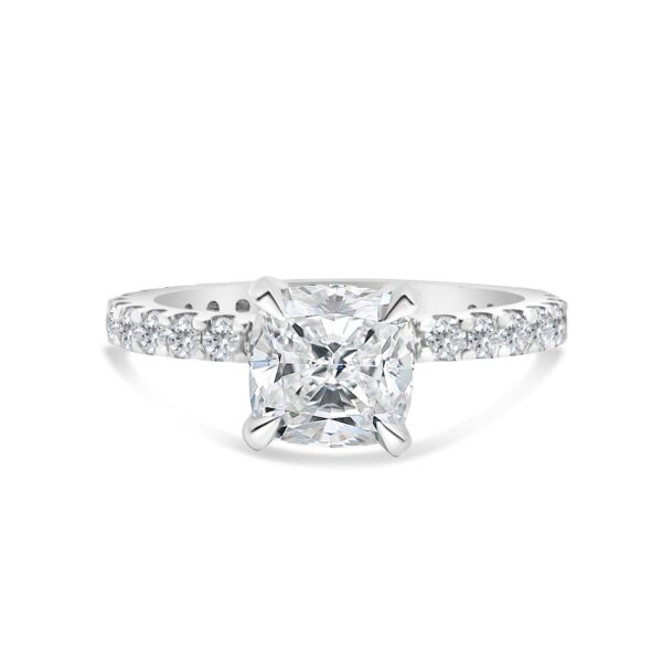 Classic Accented Engagement Ring in 14kt White Gold (shown with 3 carat Diamond in the center)