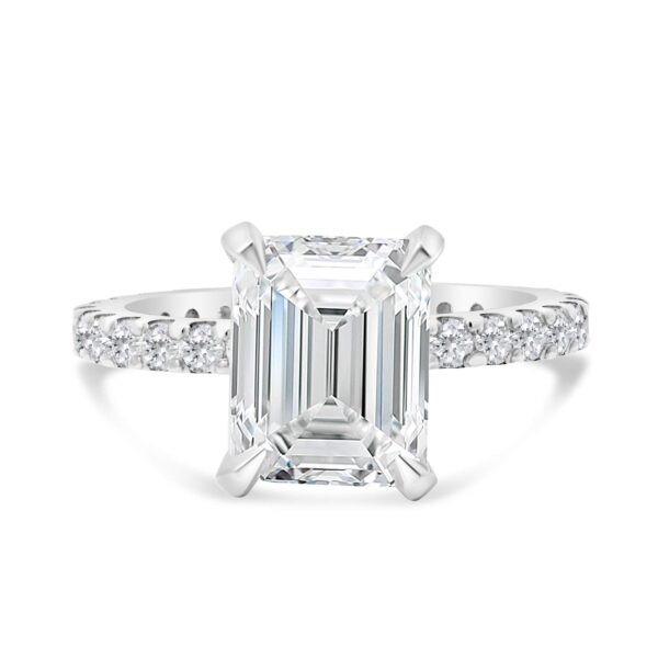 Classic Accented Engagement Ring in 14kt White Gold (shown with 3 carat Diamond in the center)