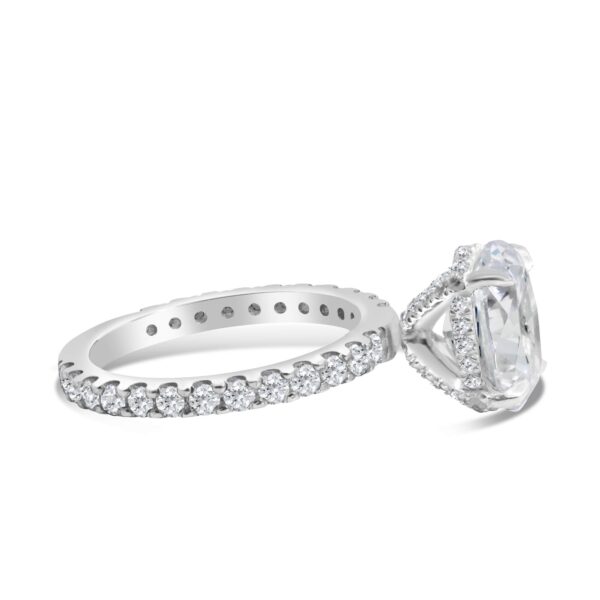 Fully-Paved Classic Accented Engagement Ring in 14kt White Gold (shown with 3 carat Diamond in the center)
