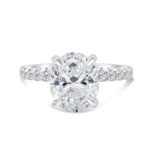 Classic Accented Engagement Ring in 14kt White Gold (shown with 3 carat Diamond in the center)