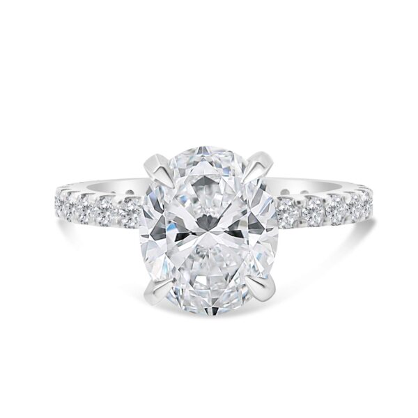 Classic Accented Engagement Ring in 14kt White Gold (shown with 3 carat Diamond in the center)