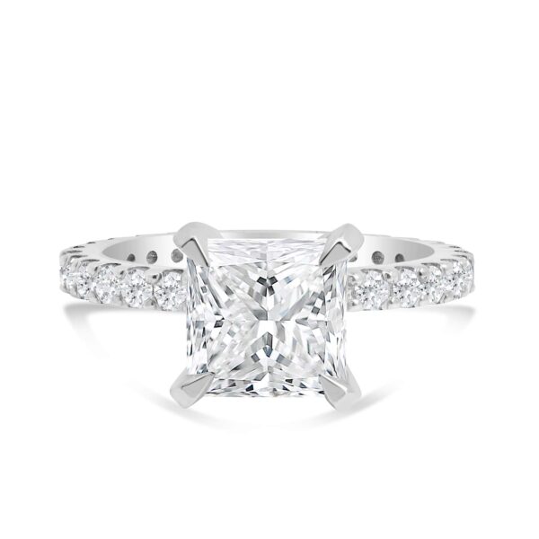 Classic Accented Engagement Ring in 14kt White Gold (shown with 3 carat Diamond in the center)