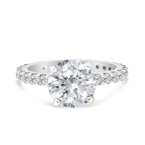 Classic Accented Engagement Ring in 14kt White Gold (shown with 3 carat Diamond in the center)