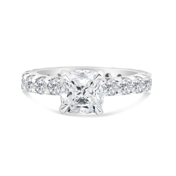 Classic Accented Engagement Ring in 14kt White Gold (shown with 3 carat Diamond in the center)