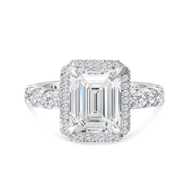 Top Halo Classic Accented Engagement Ring in 14kt White Gold (shown with 3 carat Diamond in the center)