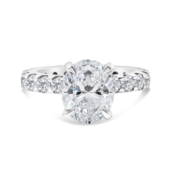Classic Accented Engagement Ring in 14kt White Gold (shown with 3 carat Diamond in the center)