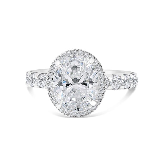 Top Halo Classic Accented Engagement Ring in 14kt White Gold (shown with 3 carat Diamond in the center)