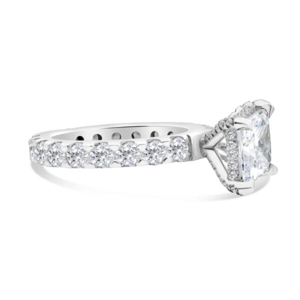 Fully-Paved Classic Accented Engagement Ring in 14kt White Gold (shown with 3 carat Diamond in the center)