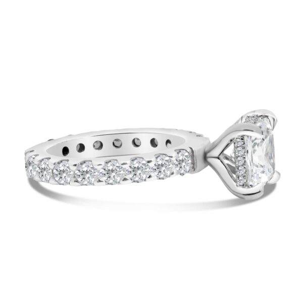 Hidden Halo Classic Accented Engagement Ring in 14kt White Gold (shown with 3 carat Diamond in the center)