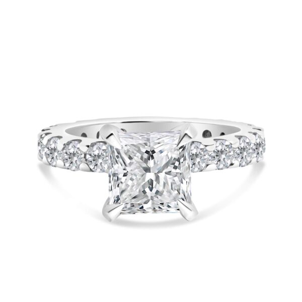 Classic Accented Engagement Ring in 14kt White Gold (shown with 3 carat Diamond in the center)