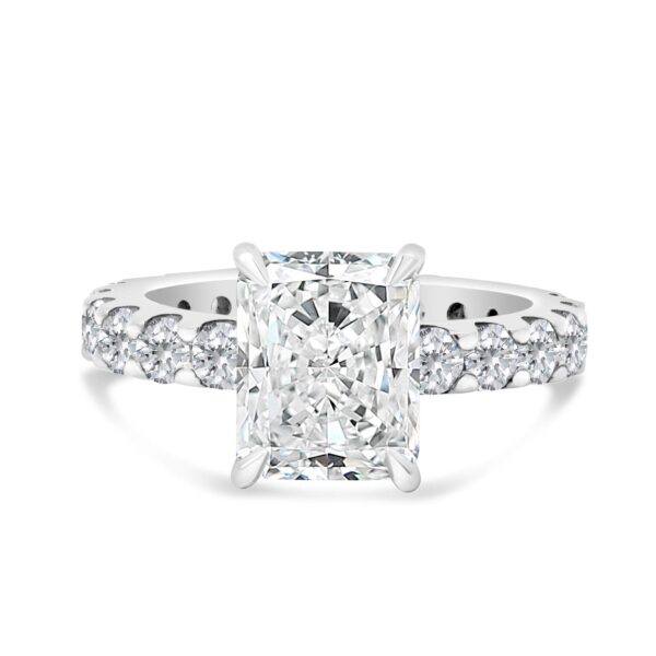 Classic Accented Engagement Ring in 14kt White Gold (shown with 3 carat Diamond in the center)