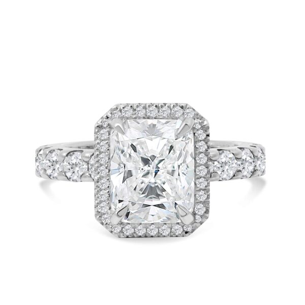 Top Halo Classic Accented Engagement Ring in 14kt White Gold (shown with 3 carat Diamond in the center)