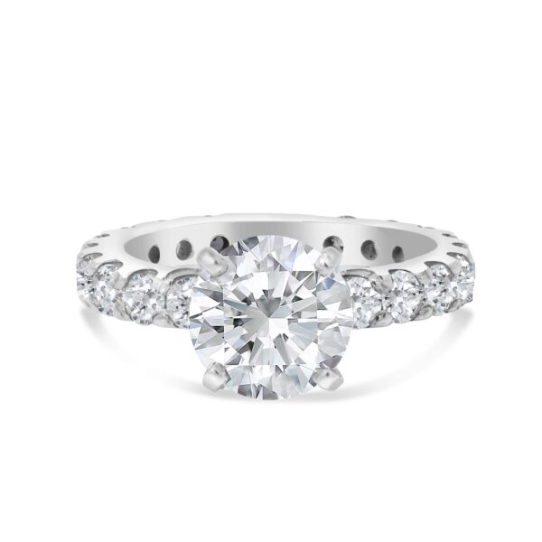 Classic Accented Engagement Ring in 14kt White Gold (shown with 3 carat Diamond in the center)