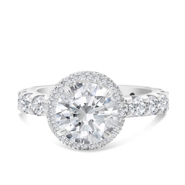 Top Halo Classic Accented Engagement Ring in 14kt White Gold (shown with 3 carat Diamond in the center)