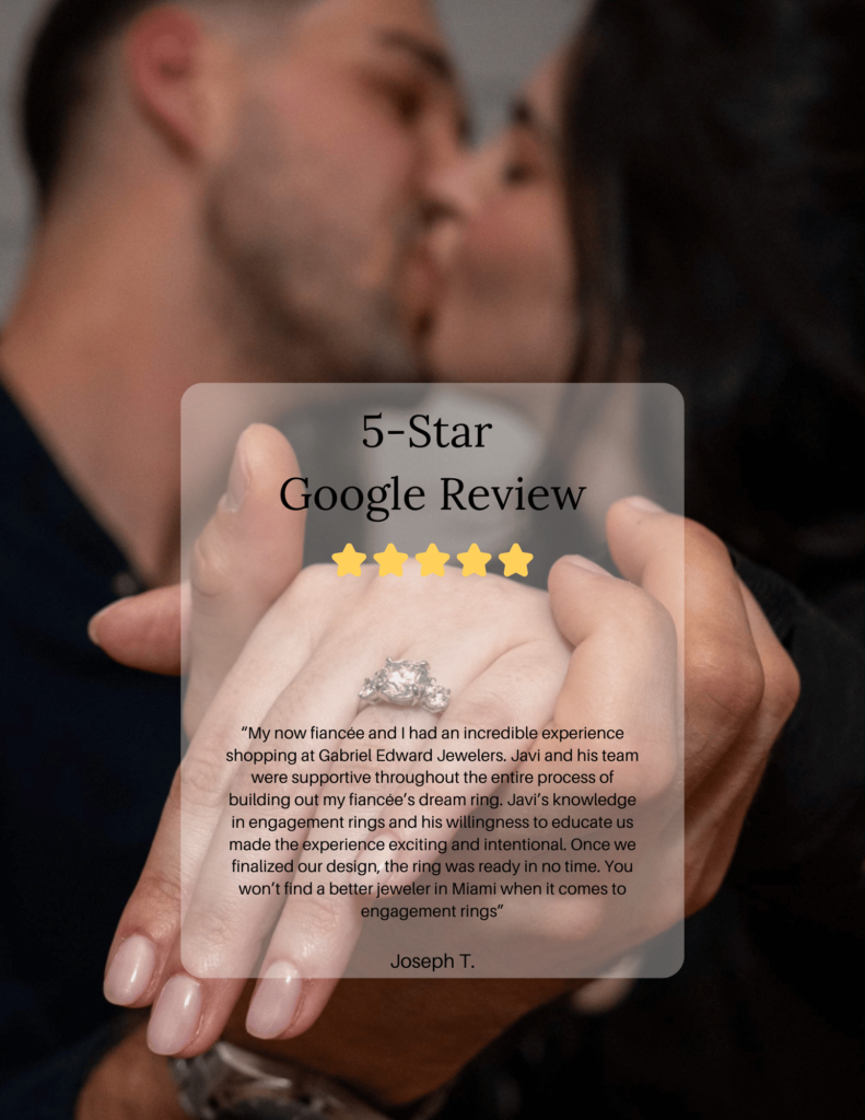 Happy couple from Miami with their Engagement Ring after proposal